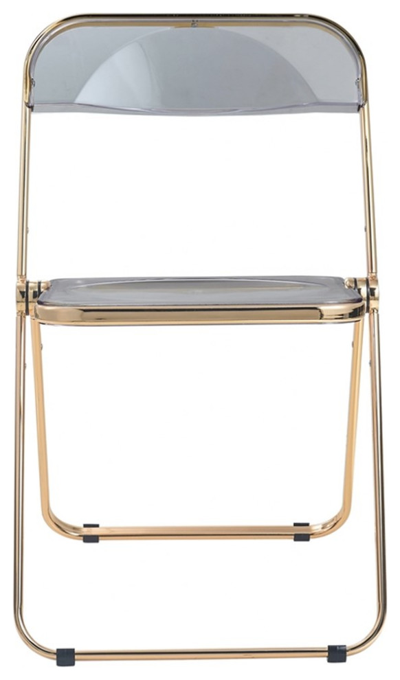 LeisureMod Lawrence Acrylic Folding Chair Gold Metal Frame Set of 2 in Magenta   Contemporary   Folding Chairs And Stools   by Homesquare  Houzz