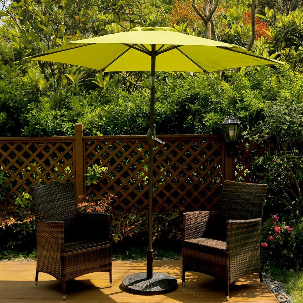 7.5 ft Patio Umbrella Outdoor Market Table Umbrella with Crank, 6 Ribs, Polyester Canopy, Lemon Green