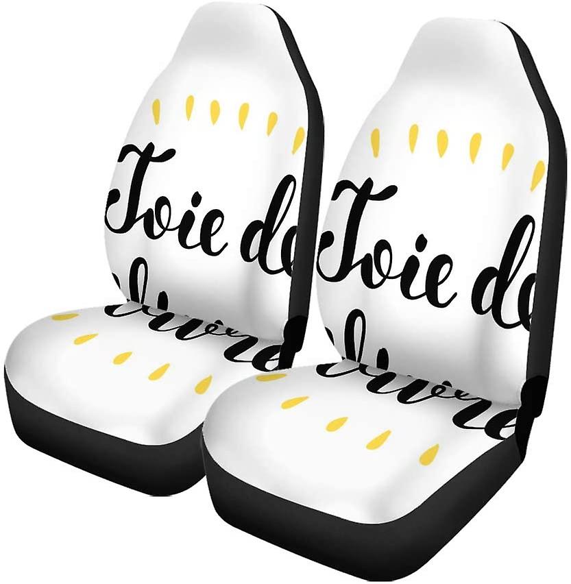 Set Of 2 Car Seat Covers Joie De Vivre Joy Of Life In French Brush Universal Auto Front Seats Protector Fits For Car，suv Sedan，truck