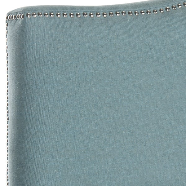 SAFAVIEH Jeneve Sky Blue Upholstered Camelback Headboard - Silver Nailhead (Full) - - 8343922