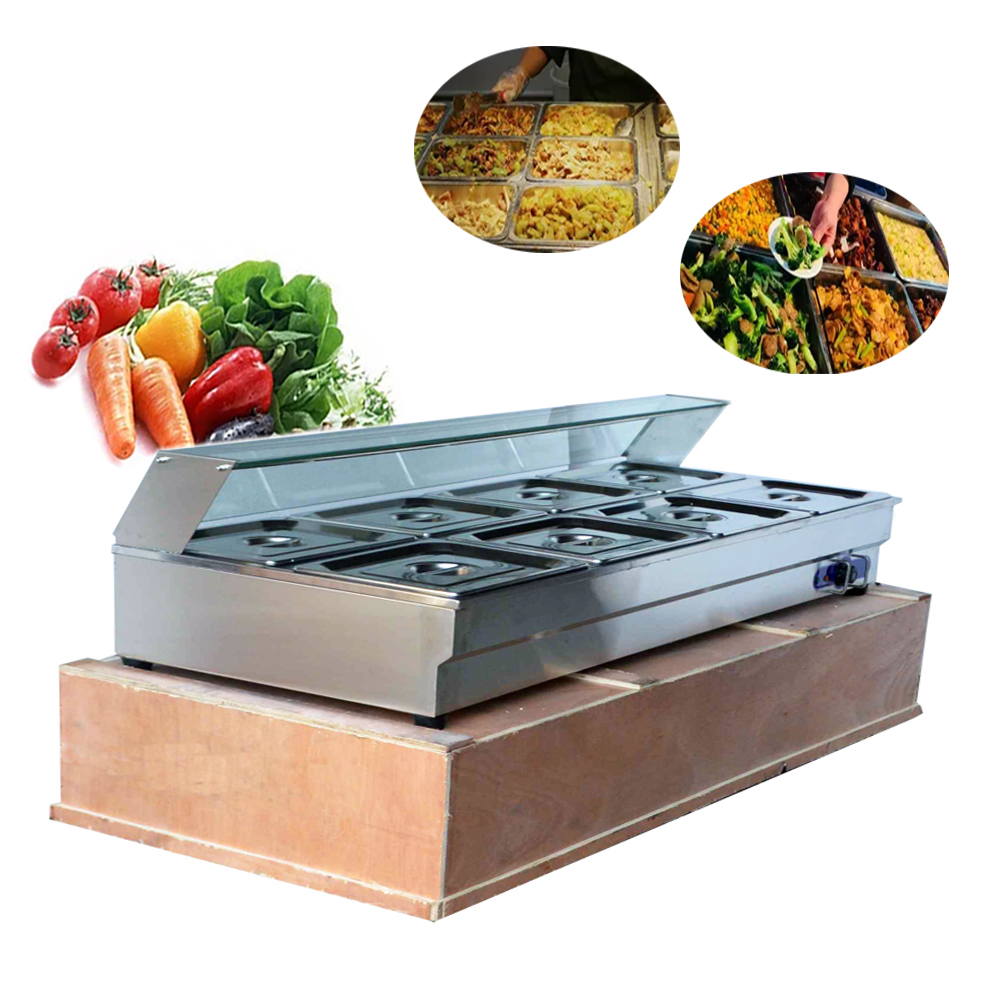 TECHTONGDA Buffet Food Warmer Stainless Steel Bain Marie Buffet Countertop 8 Pan Electric Steam Heater 6