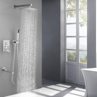 Utopia 4niture Jera Single-Handle 3-Spray Tub and Shower Faucet with 10 in. Wall Mount Shower Head in Brushed Nickel (Valve Included) HATH6203NS