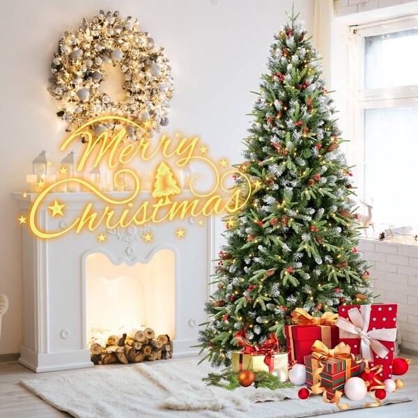 PE/PVC Spray White Decorative Christmas Trees with Warm White LED Lights