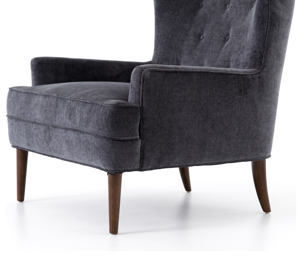 Clermont Chair Charcoal Worn Velvet   Midcentury   Armchairs And Accent Chairs   by Four Hands  Houzz