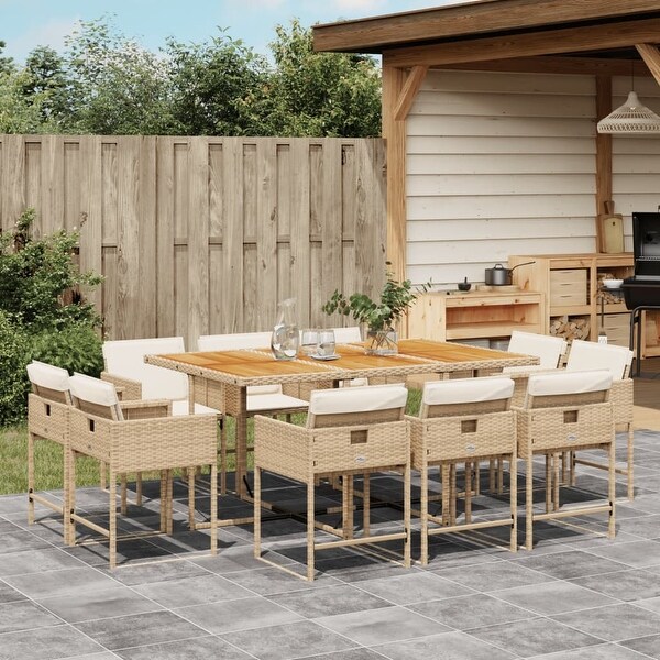 vidaX Patio Dining Set with Cushions Poly Rattan