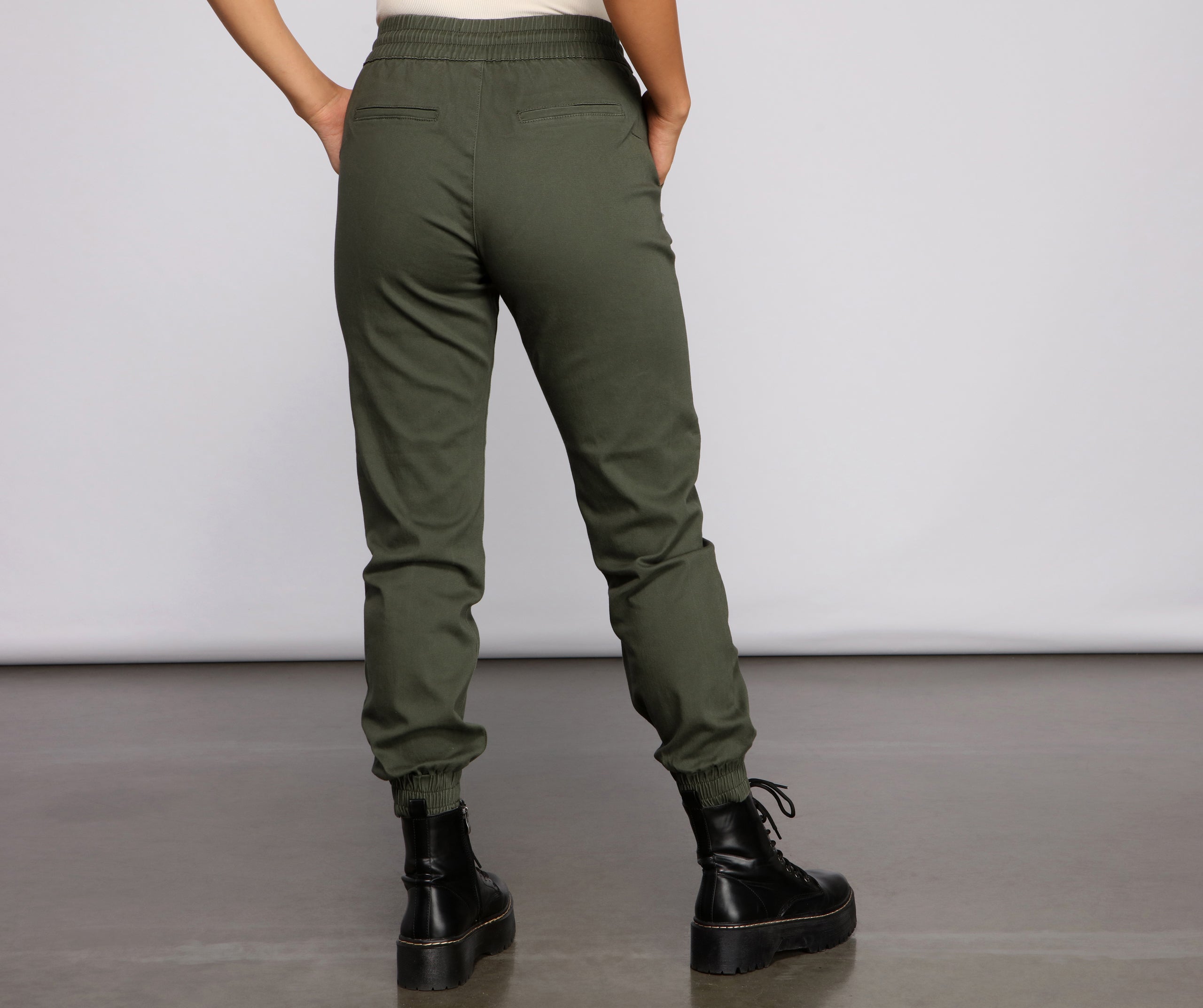 Basic High Waist Twill Joggers