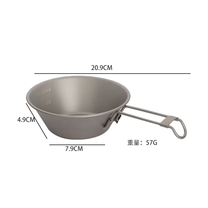 Customized multi size hiking portable titanium bowl soup pot set camping supplies