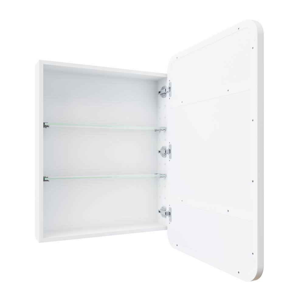 Glass Warehouse Calla 22 in. W x 32 in. H x 5 in. D Recessed Medicine Cabinet in White with Mirror SC1-SQ-22X32-W