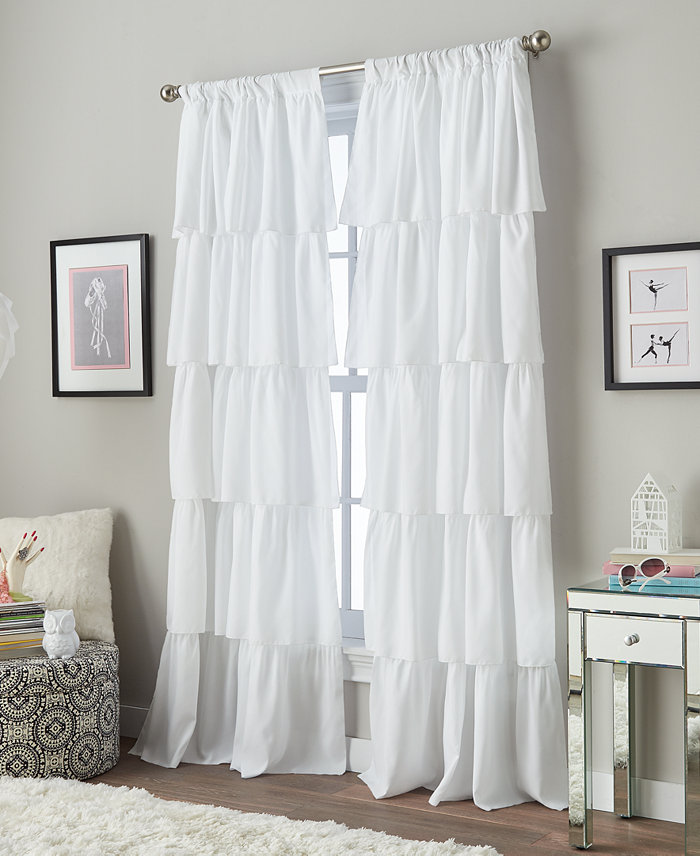 Curtainworks Ruffled Rod Pocket Single Curtain Panel  42 x 63