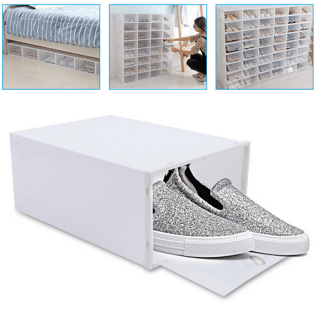 TFCFL 20 Pcs Shoe Box Storage Sneaker Cases Organizer Stackable Foldable Plastic Boxes