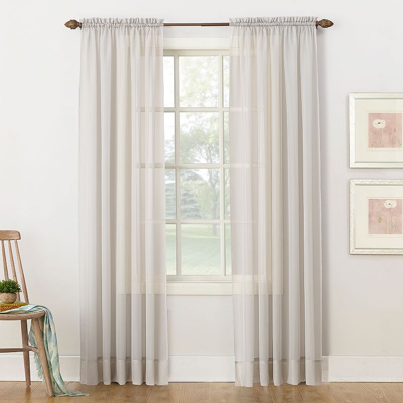 No. 918 Emily Solid Sheer Voile Rod Pocket Single Window Curtain Panel