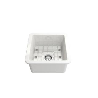 BOCCHI Sotto White Fireclay 18 in. Single Bowl Drop-InUndermount Kitchen Sink wCutting Board and Faucet 1359-001-2024SS