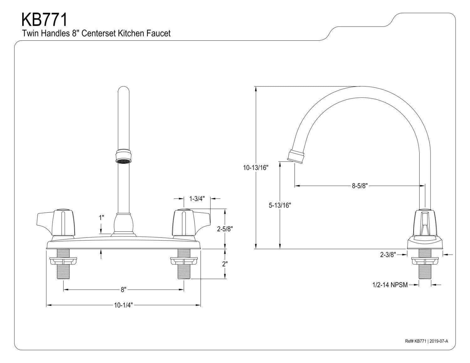 Kingston Brass KB771 8-Inch Centerset Kitchen Faucet， Polished Chrome