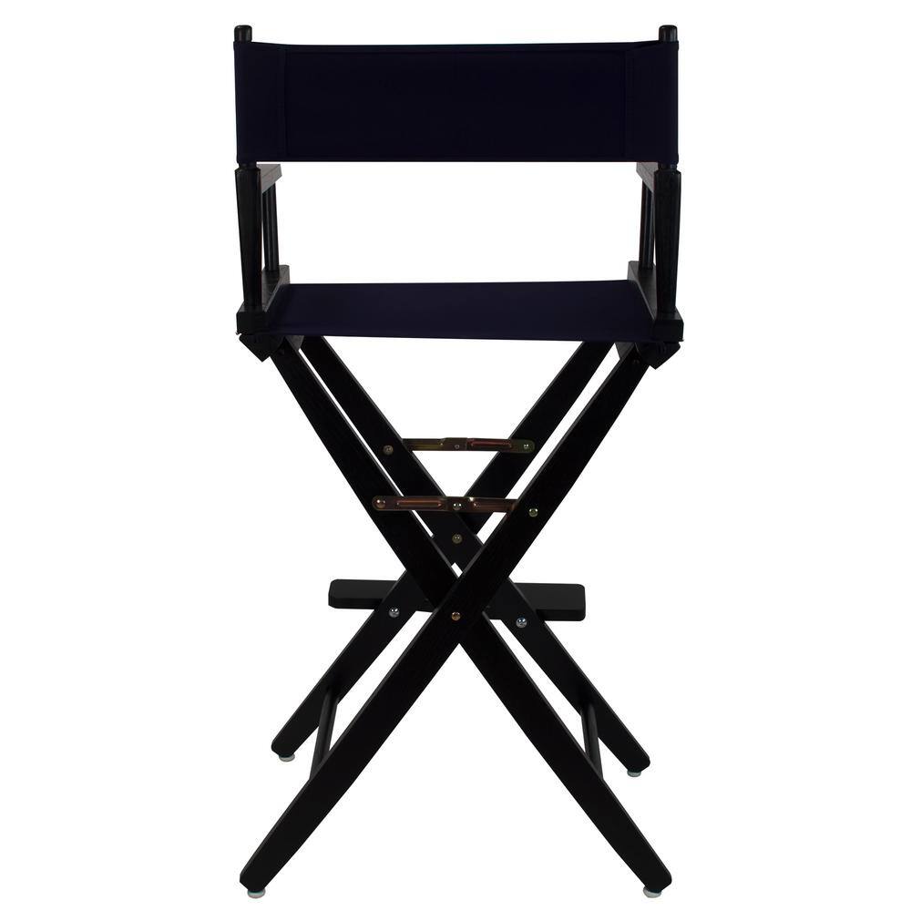 American Trails 30 in. Seat Height Extra-Wide Black FrameNavy Canvas New Solid Wood Directors Chair Folding Chairs Set of 1 N206-32032-10