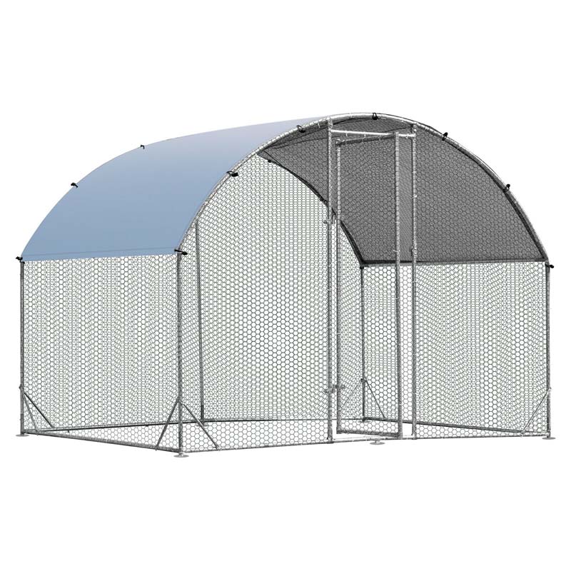 6.2 FT Large Metal Chicken Coop Walk-in Dome Poultry Cage Hen Run House Rabbits Habitat Cage with Cover