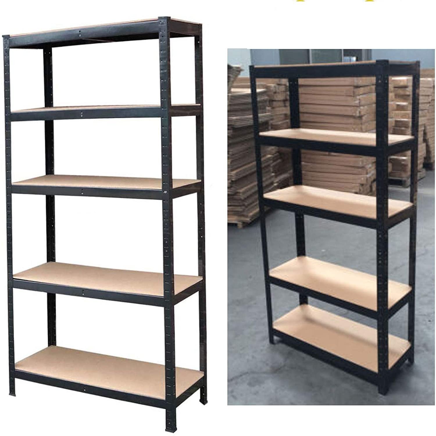 Bowoshen Steel Shelving Units For Workshop, Garage, Kitchen Storage Shelves Shed Boltless Racking, H 70