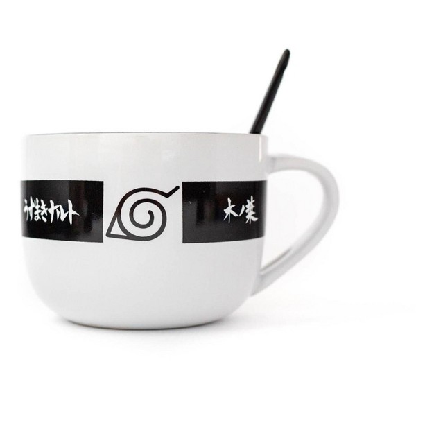 Just Funky Naruto Anime Ceramic Ramen Soup Mug With Spoon Awesome 20 Oz Coffee Cup For Office