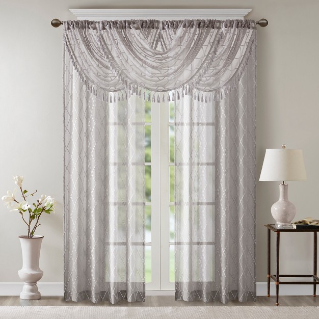 Clarissa Diamond Sheer Embroidered Waterfall Valance