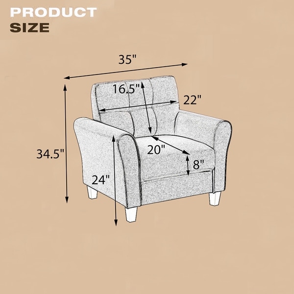 1-Seat Modern Accent Living Room Armchair Linen Upholstered Couch Furniture