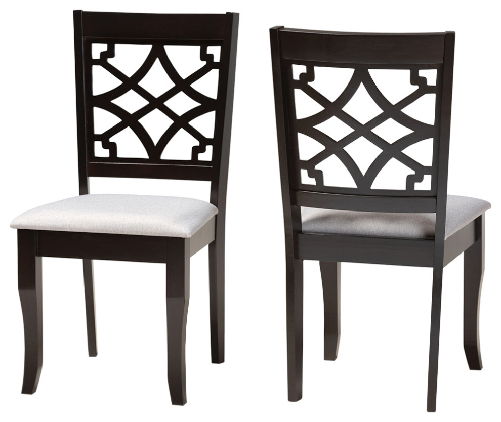 Marten Modern Gray Fabric and Dark Brown Wood 2 Piece Dining Chair Set   Transitional   Dining Chairs   by Baxton Studio  Houzz