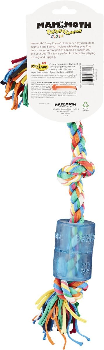 Mammoth Cloth Squeaky Rope for Dogs， Color Varies