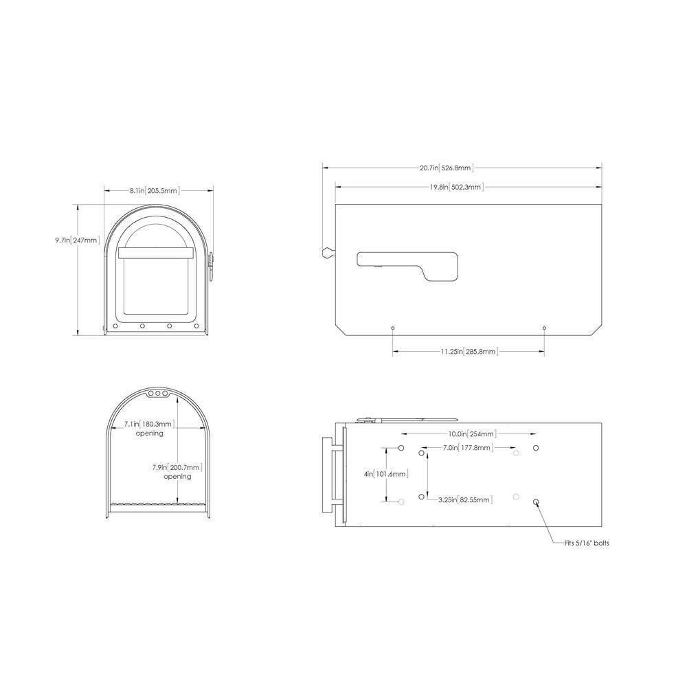 Architectural Mailboxes Sequoia Black Large Steel Heavy Duty Post Mount Mailbox 5560B-R-10