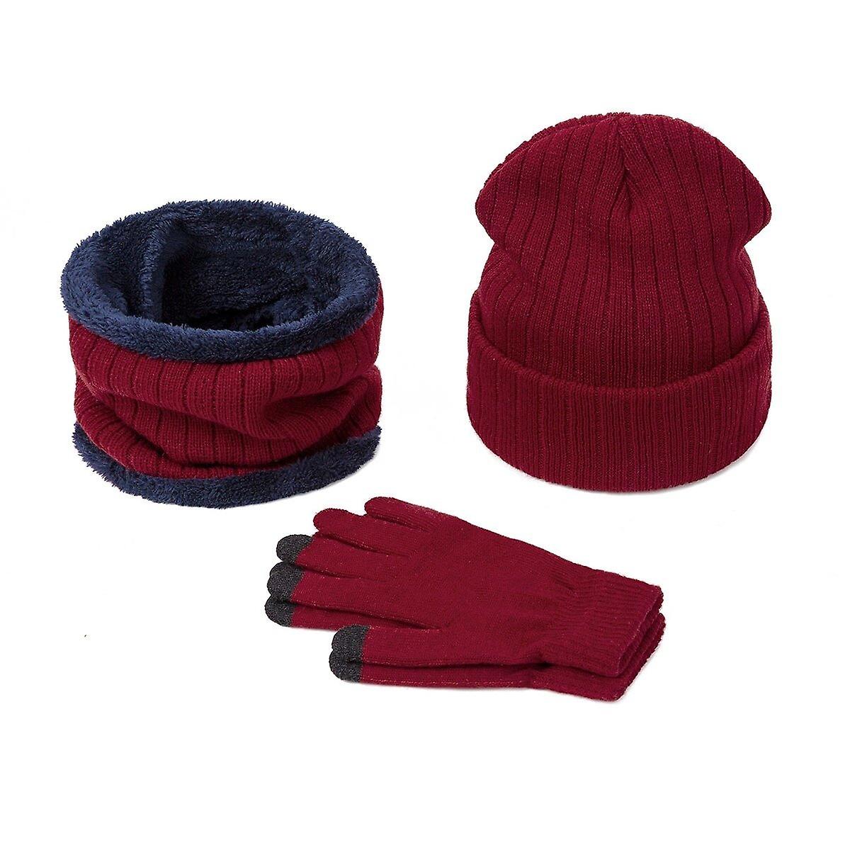 Winter Warm Men's Hat Scarf Gloves Set