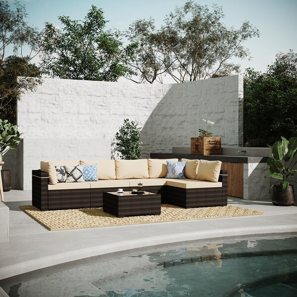 UPHA 5Person Outdoor Furniture Set Patio Wicker Conversation Set