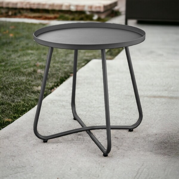 18inch Gray Rounded Aluminum Outdoor Side Table