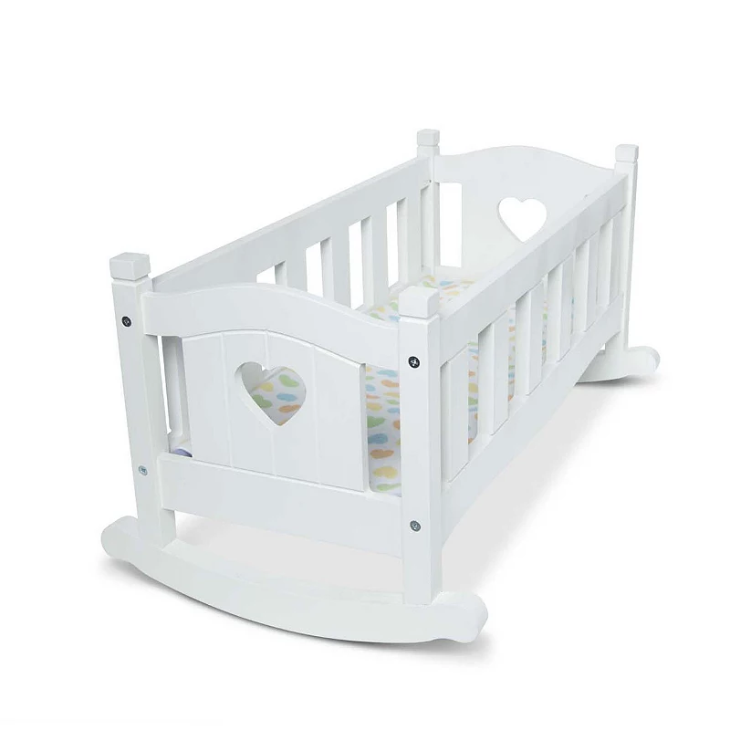 Melissa and Doug Mine to Love Wooden Play Cradle for Dolls， Stuffed Animals - White