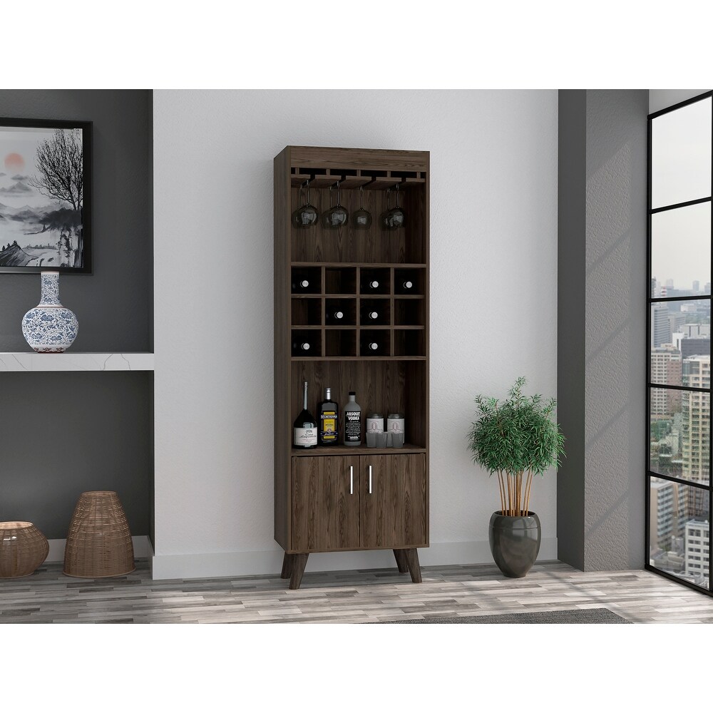 Kisco 1 Drawer 2 Shelf Bar Cabinet Dark Walnut