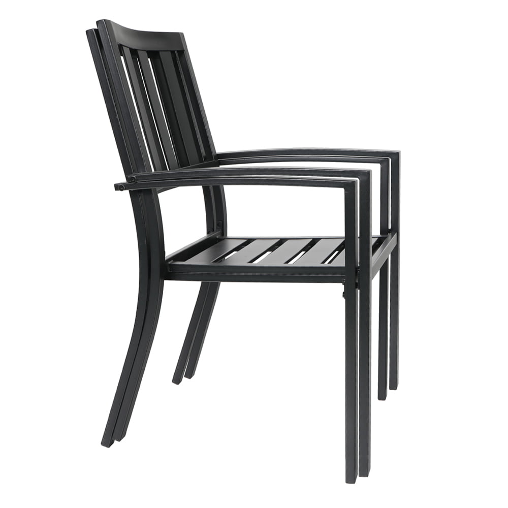 MF Studio  Set of 2 Patio Outdoor Dining Chairs, Metal Stackable Bistro  Chairs for Garden, Backyard, Support 300 LB, Black