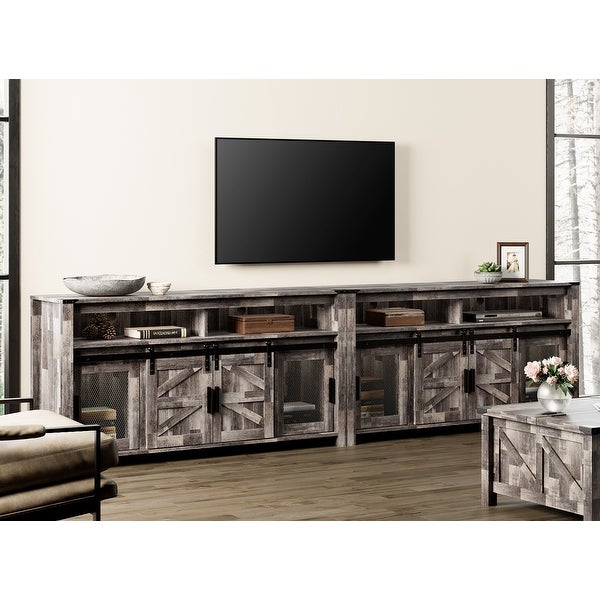 Farmhouse Barn Door TV Stand， Living Room Entertainment Center