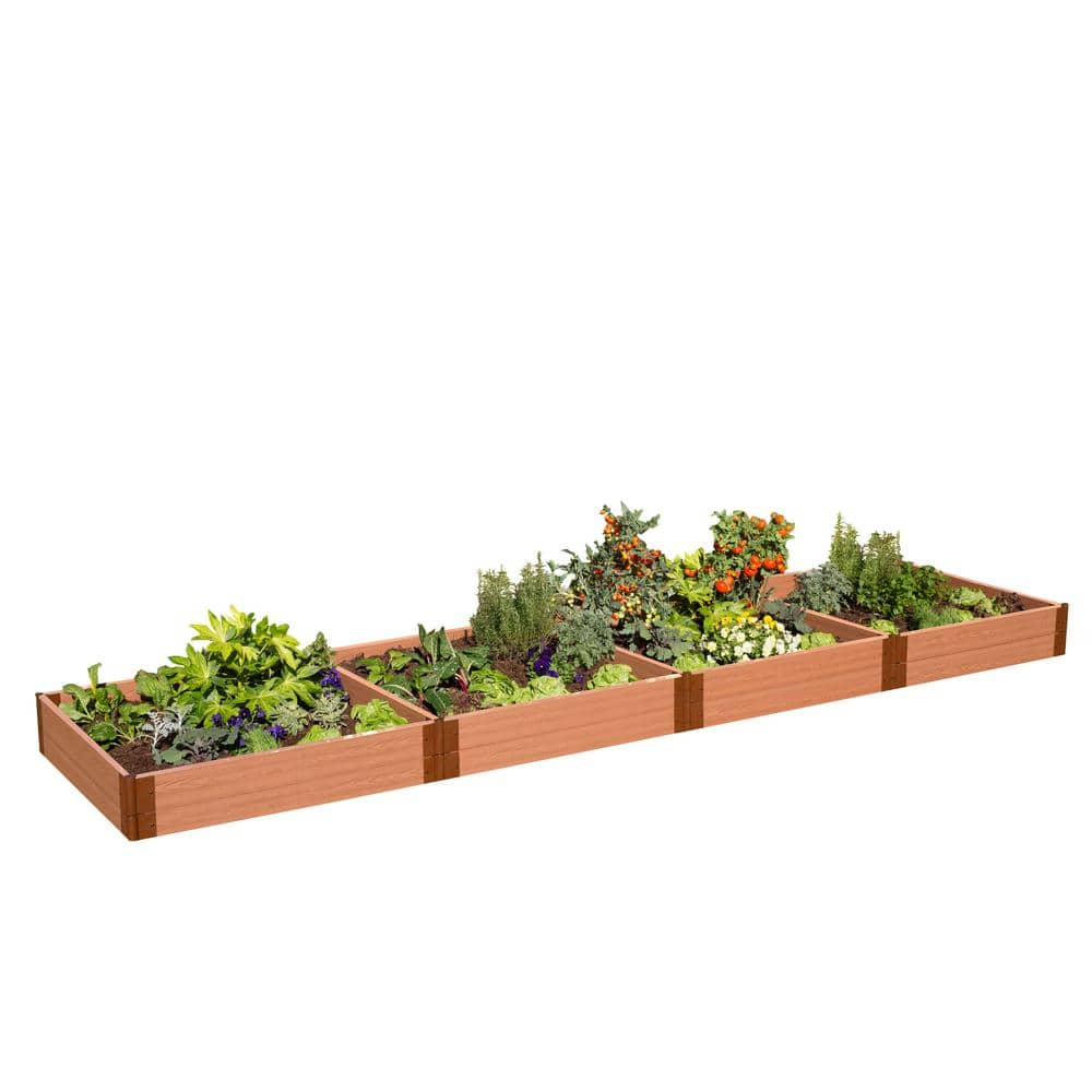 Frame It All Two Inch Series 4 ft. x 16 ft. x 11 in. Classic Sienna Composite Raised Garden Bed Kit 300001078