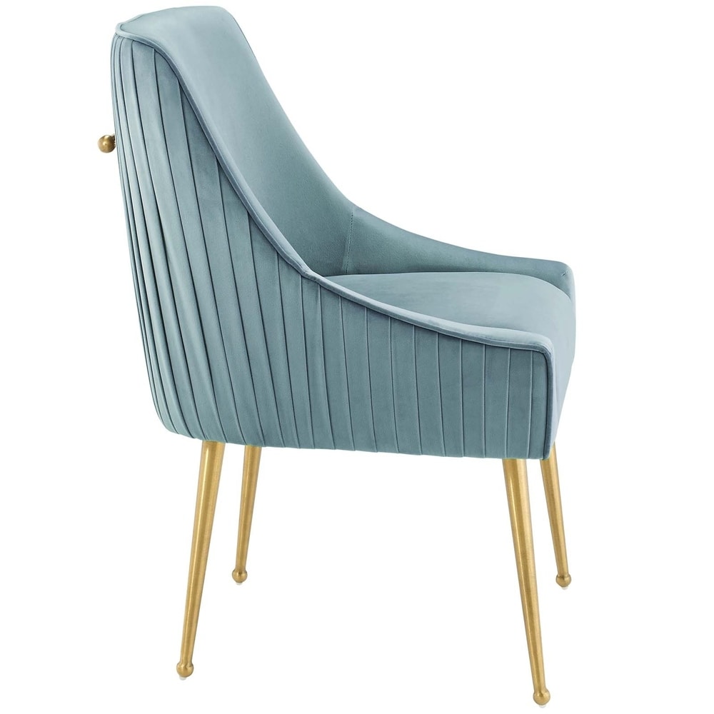 Pleated Back Upholstered Performance Velvet Dining Chair