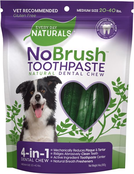 Every Day Naturals NoBrush Toothpaste Medium Dog Treats， 14-oz bag