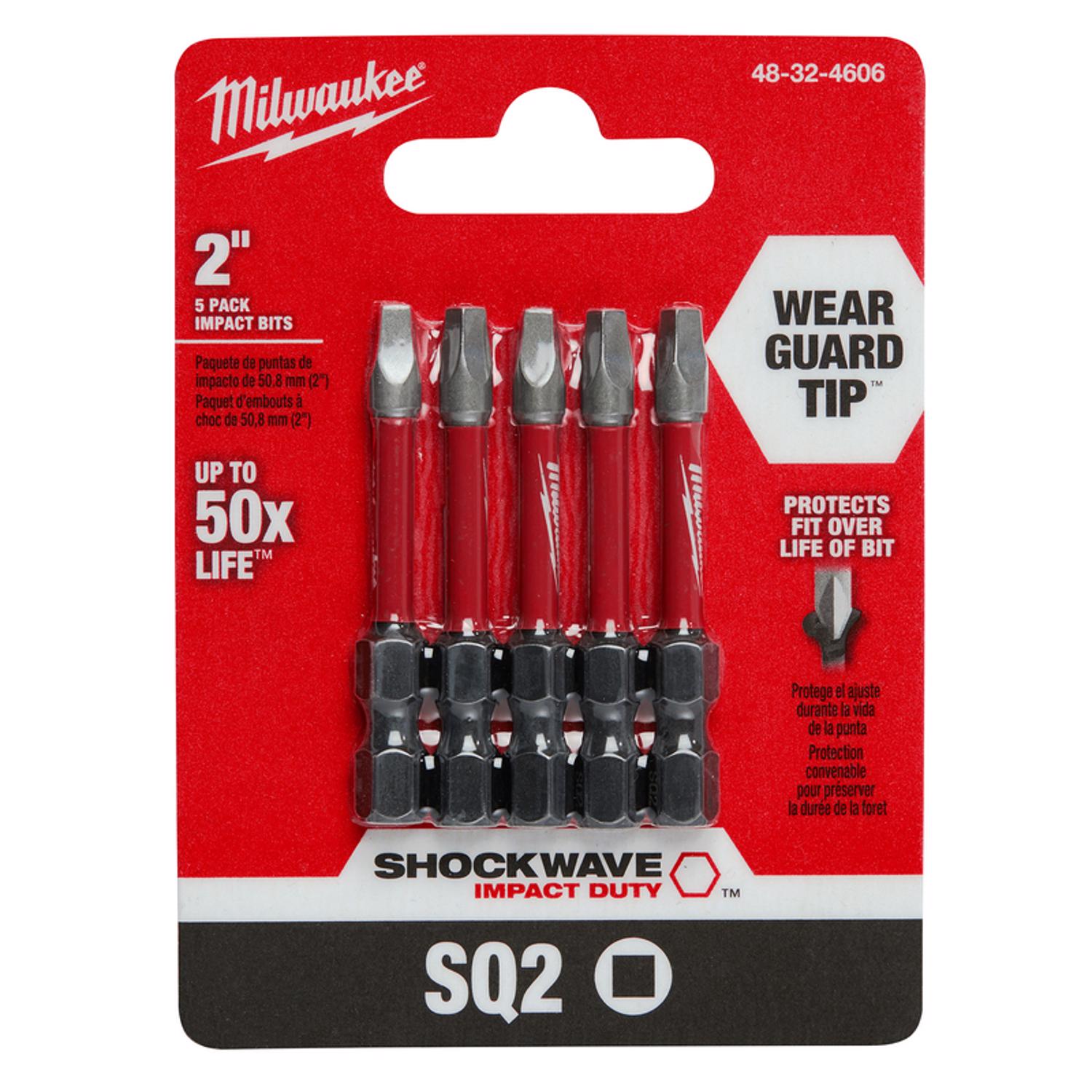 MW Shockwave Square #2 X 2 in. L Screwdriver Bit Steel 5 pk