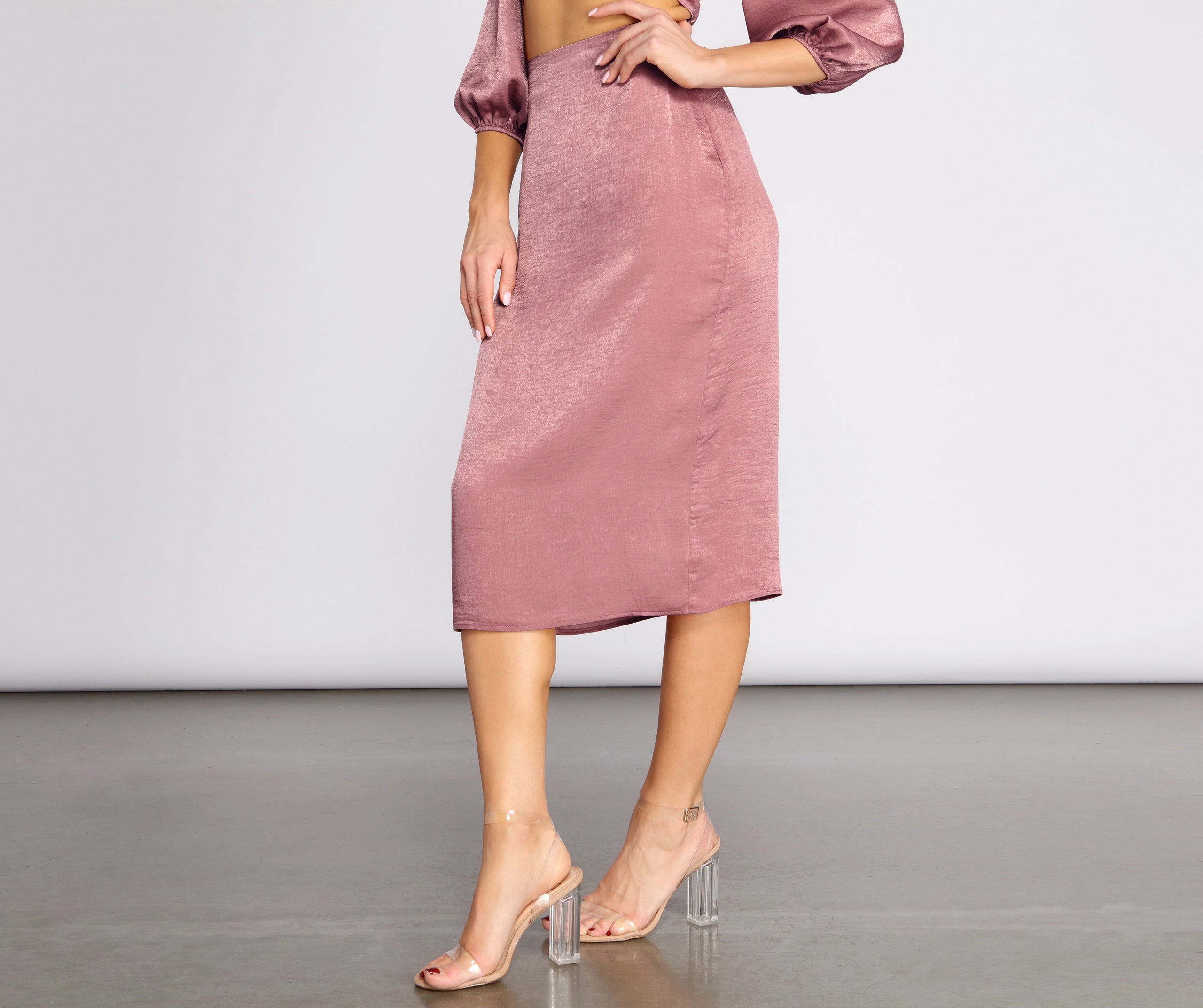 First Impression Satin Midi Skirt