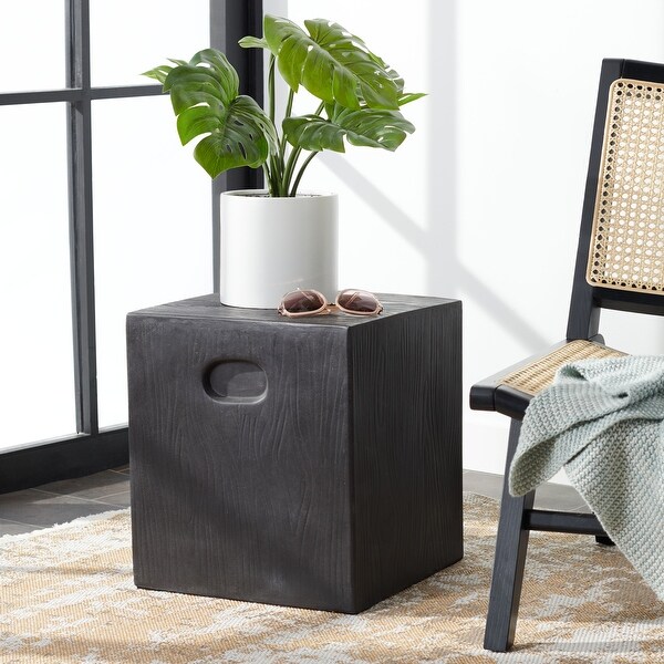 SAFAVIEH Cube Indoor/ Outdoor Modern Black Concrete Accent Table