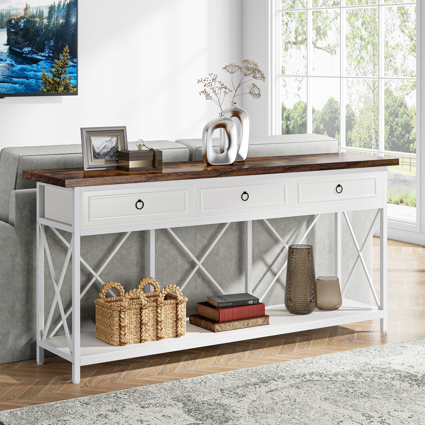 3-Drawer Console Table, 70.8