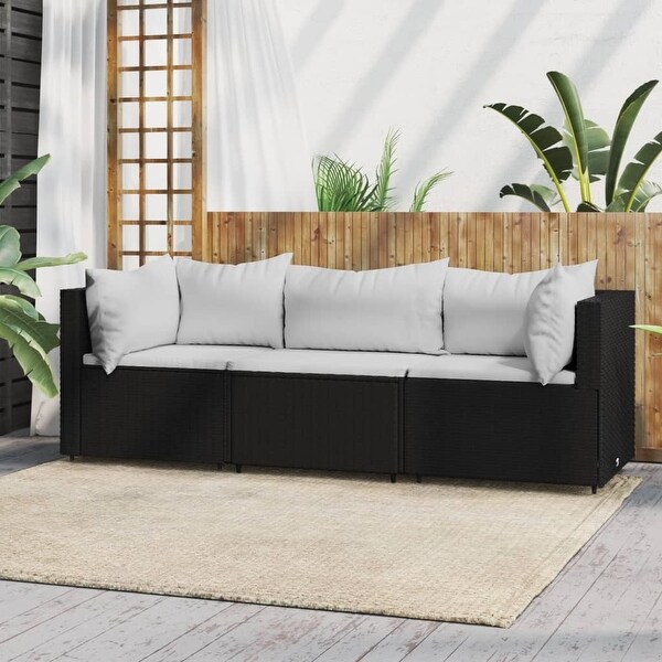 vidaXL Patio Lounge Set with Cushions Brown/Black/Gray Poly Rattan