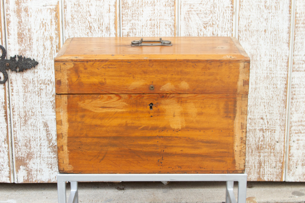 Asian Mid Century Campaign Style Box on Stand   Contemporary   Side Tables And End Tables   by De cor  Houzz