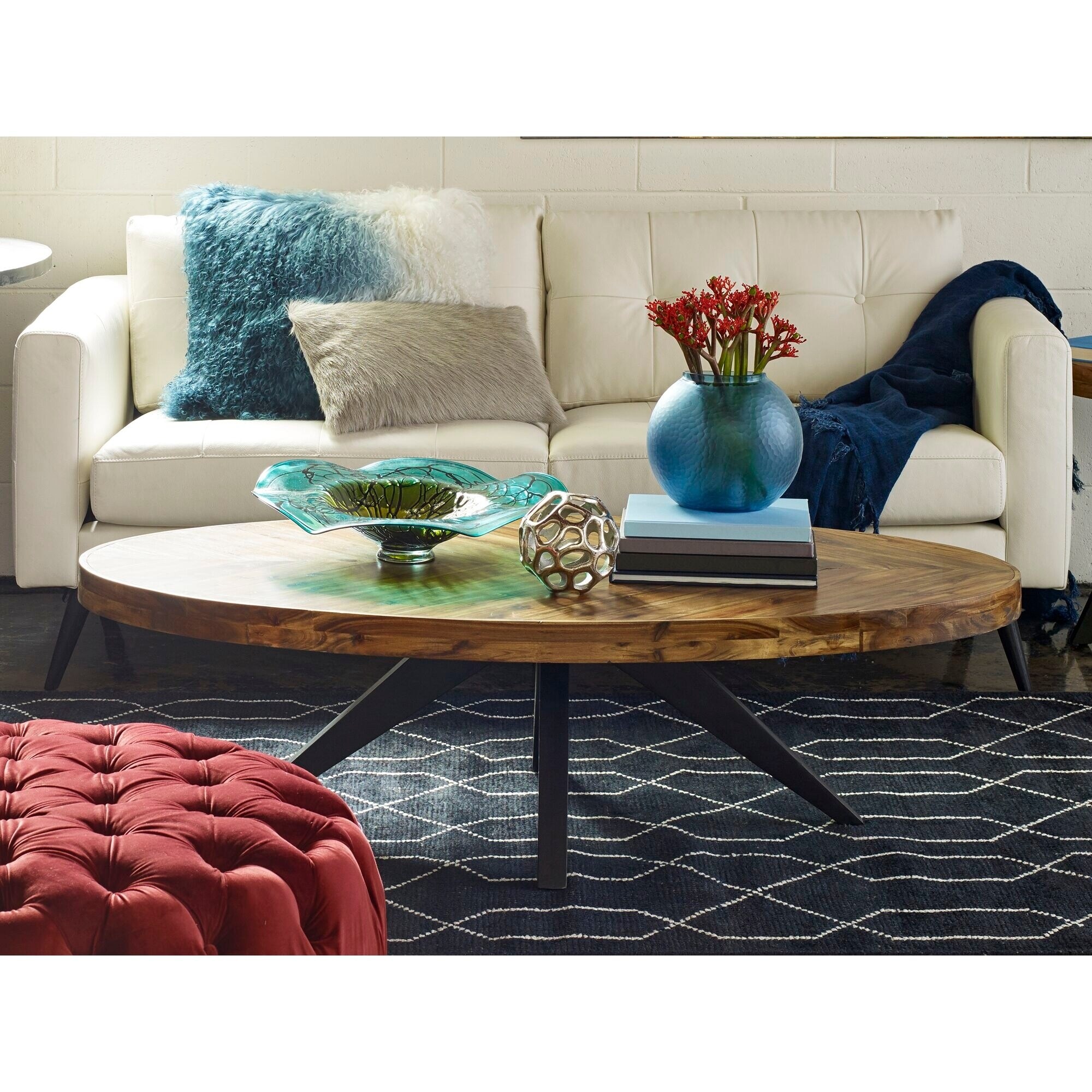 Aurelle Home Panko Oval Modern Rustic Coffee Table