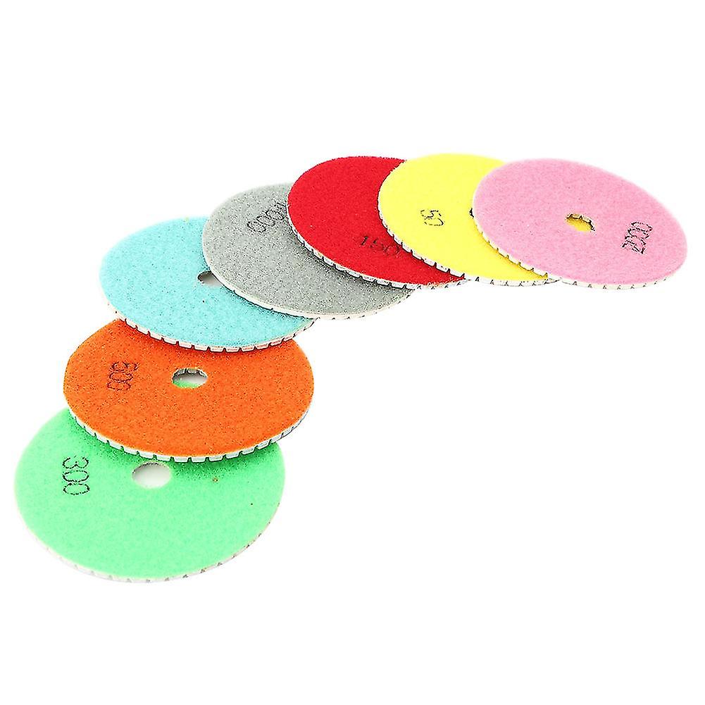 7Pcs Marble Resin Polishing Pad Soft Grinding Disc for Stone Ceramics Glass 100mm Diameter