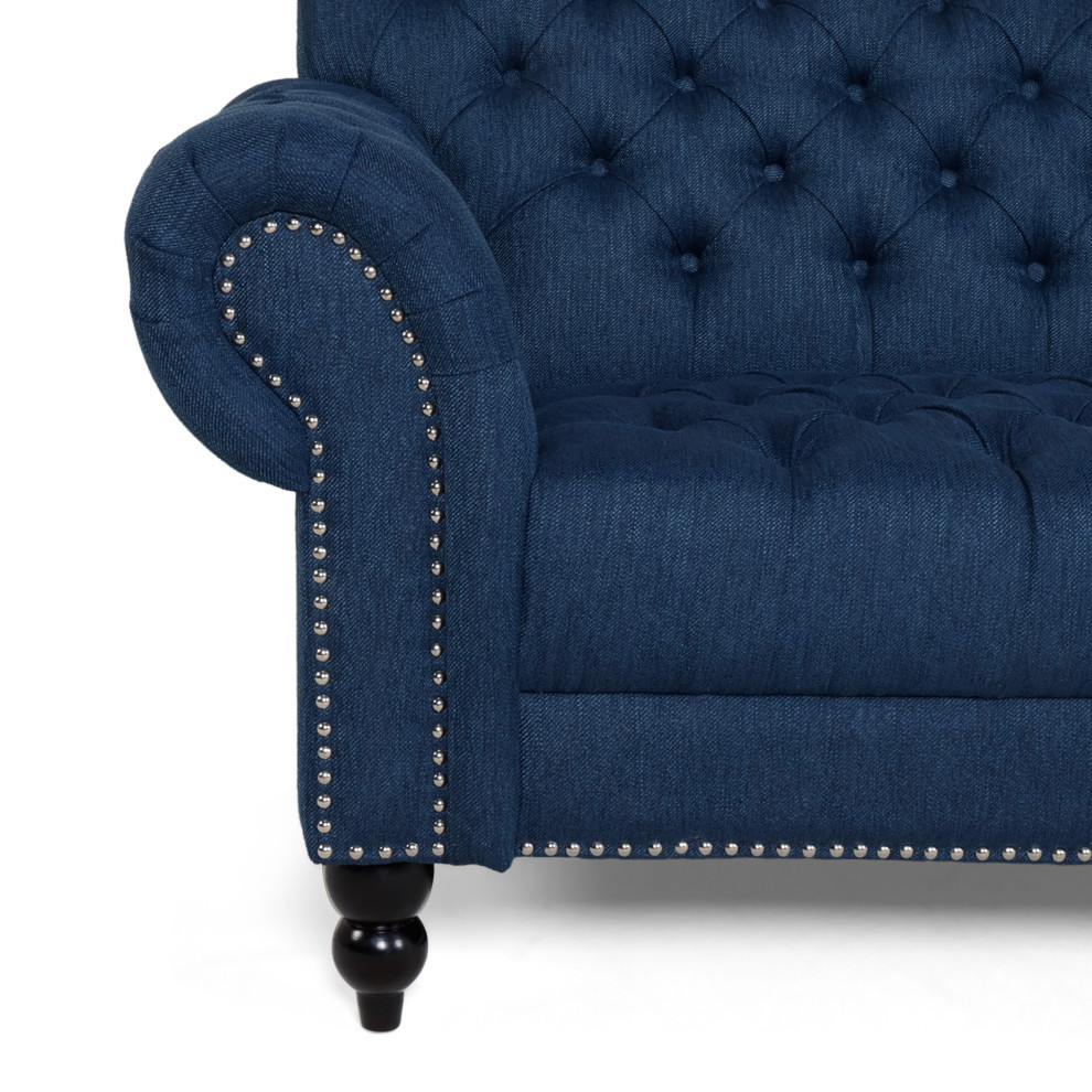 Wastacio Chesterfield Button Tufted Fabric 3 Seat Sofa   Traditional   Sofas   by GDFStudio  Houzz