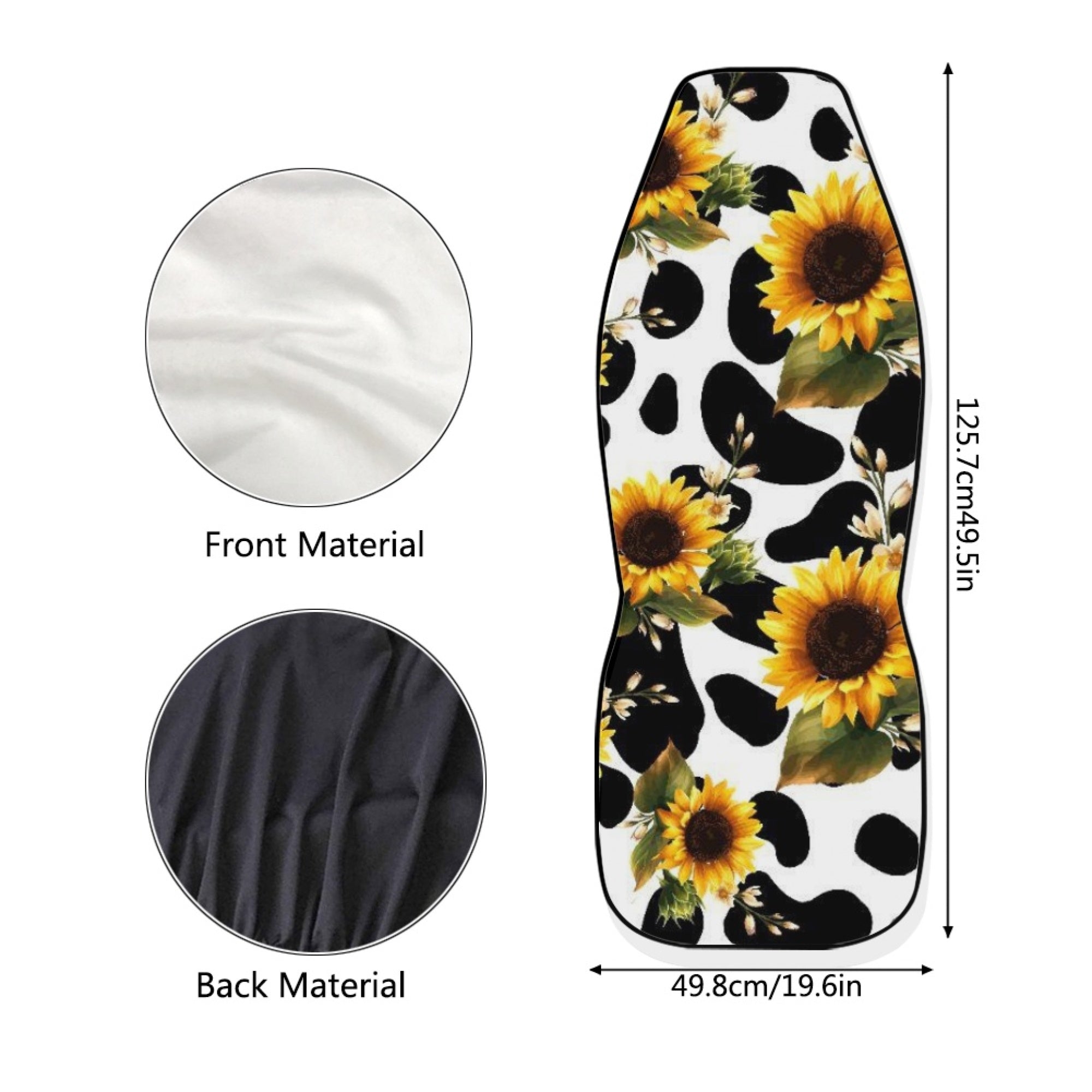 Diaonm Car Seat Covers Sunflower Cow Design Black Decorative Set of 2 Auto Accessories Protectors Car Decor Universal Fit for Car Truck SUV