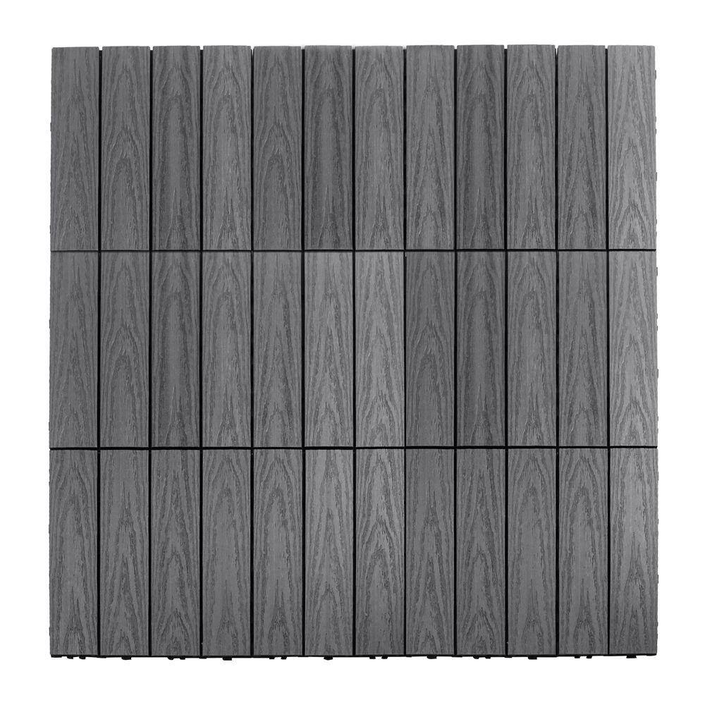 NewTechWood UltraShield Naturale 1 ft. x 1 ft. Quick Deck Outdoor Composite Deck Tile Sample in Westminster Gray US-QD-ZX-GY-S