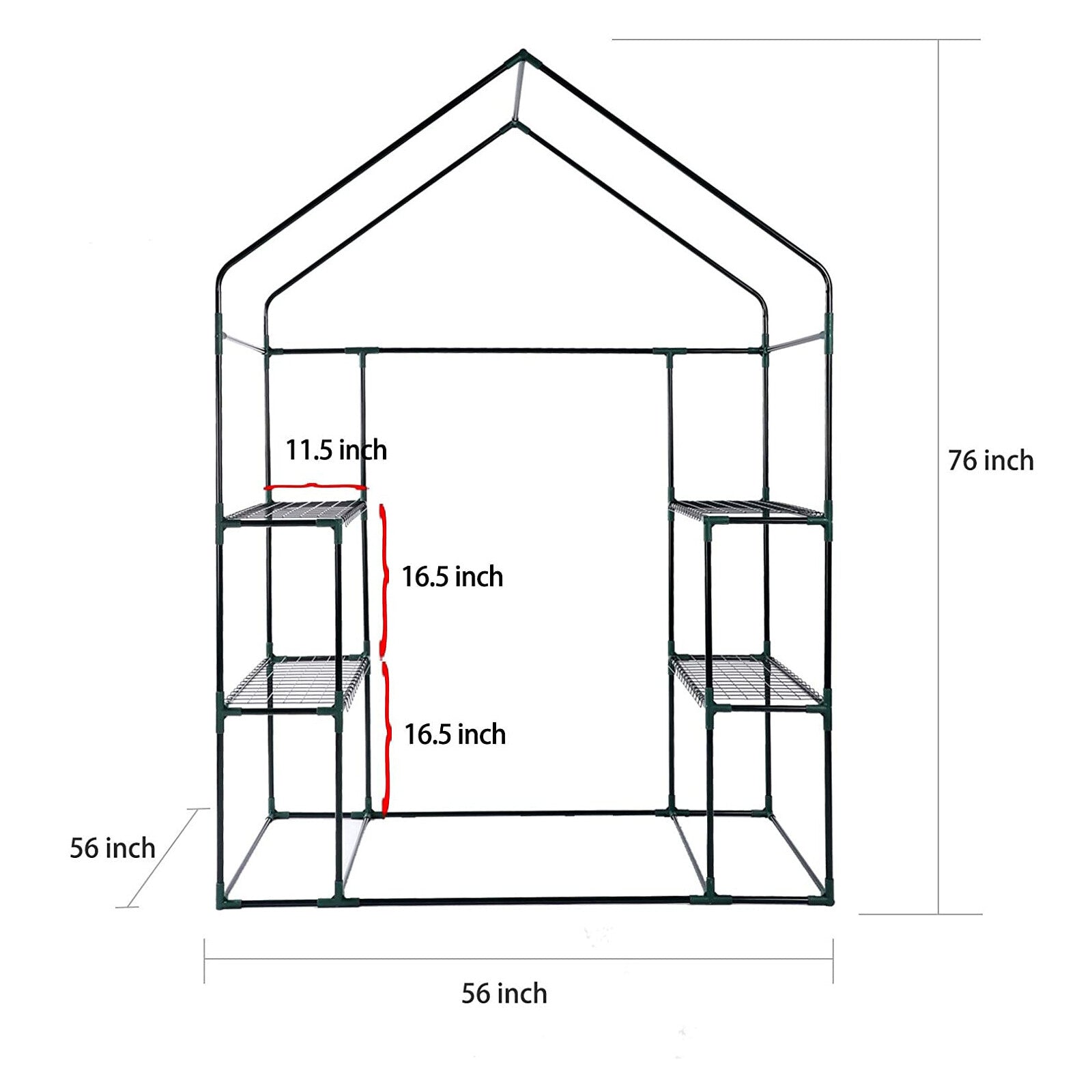 MASBEKTE 56"x 56"x 76" - 2 Tier 8 Shelves Portable Mini Walk-In Greenhouse Indoor Outdoor Plant Garden Greenhouse