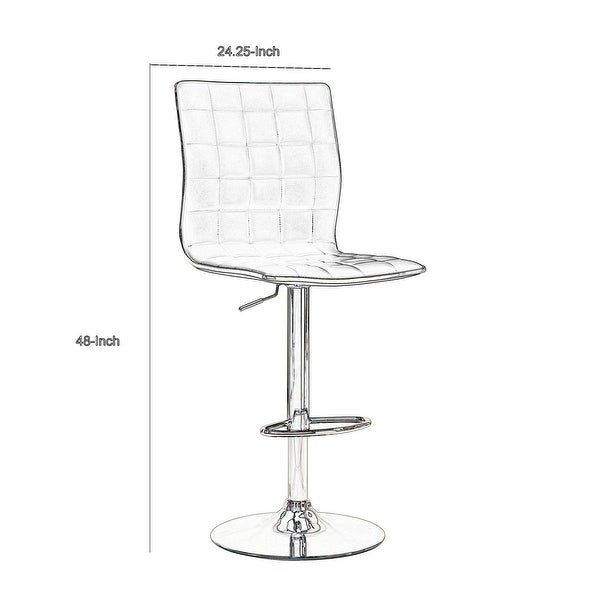 Waffle Adjustable Swivel Bar Stool， White ，Set of 2 - 48 H x 24.25 W x 18.5 L Inches