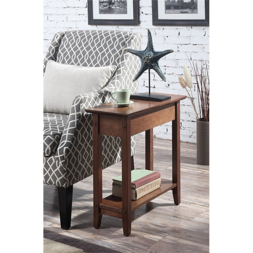 Convenience Concepts American Heritage Flip Top End Table in Walnut Wood   Transitional   Side Tables And End Tables   by Homesquare  Houzz